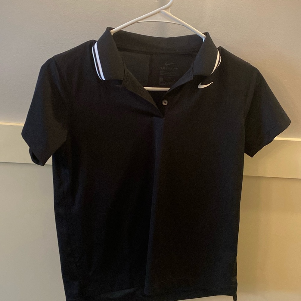 Girls Nike dry fit polo black